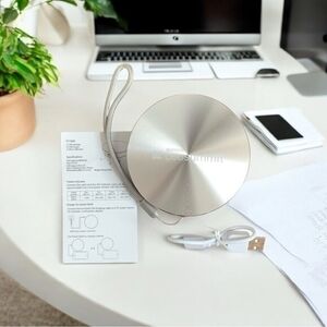 Executive Power Bank 6000mAh Round Silver Portable Charger USB-C Metal NIB